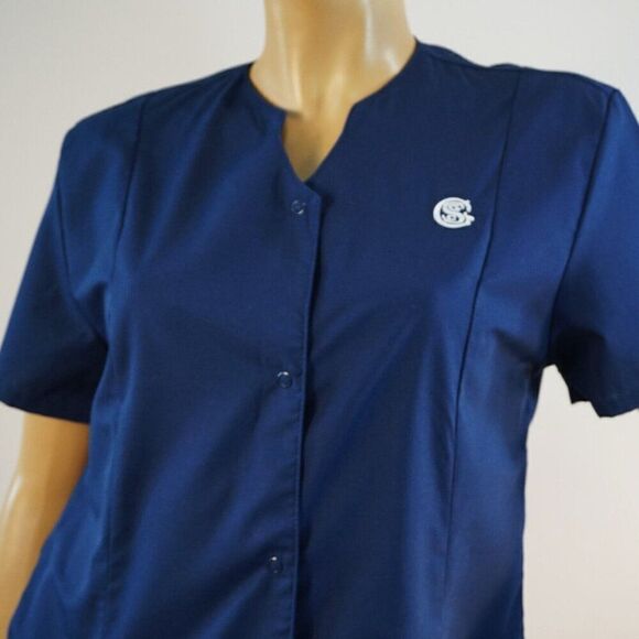 Lady Edwards Womens Size S Top Work Uniform Navy Blue - Picture 2 of 8